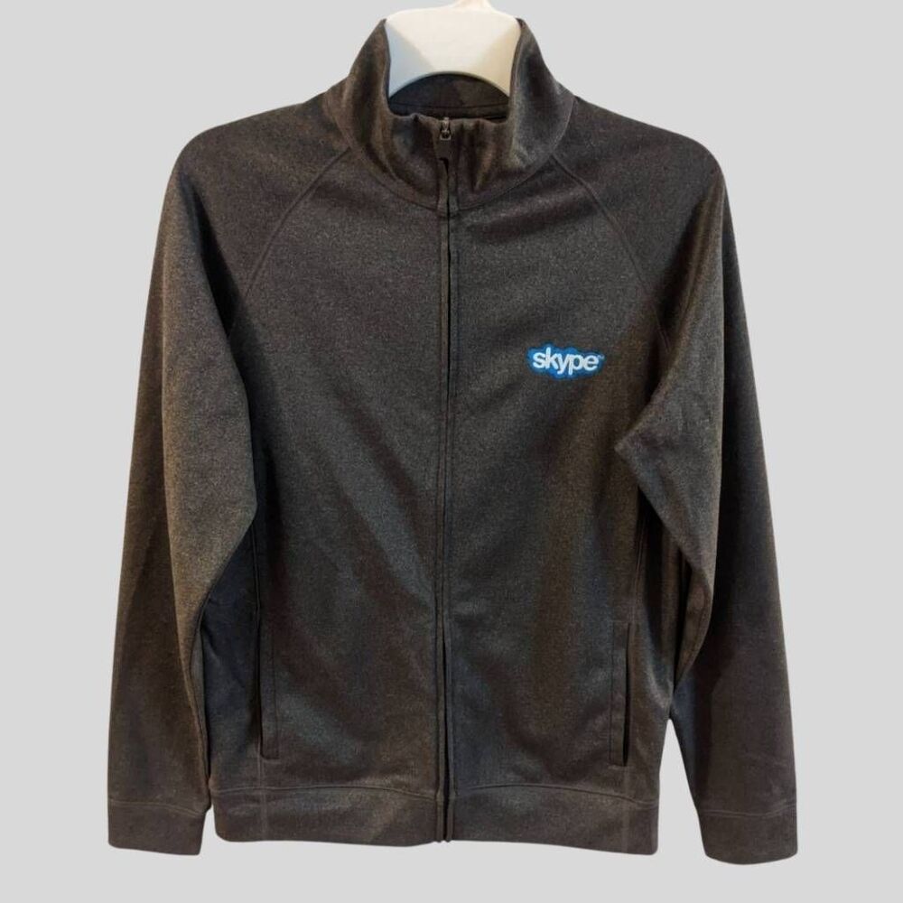 Alo Yoga x Skype Jacket Size Small Unisex Charcoal Gray Full Zip Rare Collab